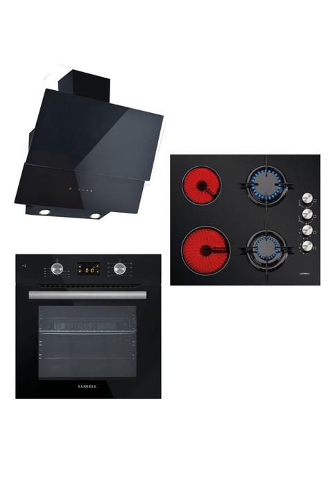 Luxell Vitro 2+2 Dokunmatik Dijital Siyah Cam Ankastre Set