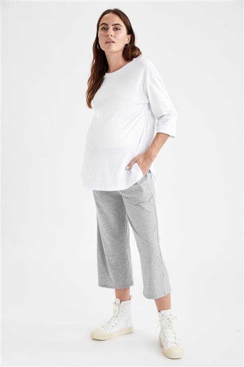 DeFacto Kadın Gri Hamile Culotte Fit Kaşkorse Crop Fit Pantolon V5740AZ21AU