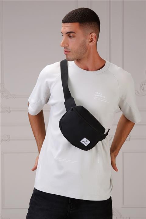 Moda West Unisex Siyah Tek Bölme Bel Ve Omuz Çantası