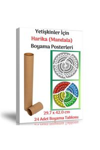 Enine Boyuna Eğitim Yetişkinler Için Harika Mandala Boyama Posterleri 24 Adet (30 Cm X42 Cm)