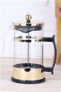 incili home Borasilikat Cam Bitki Çayı Kahve Demliği Lüx French Press 350 Ml/altın