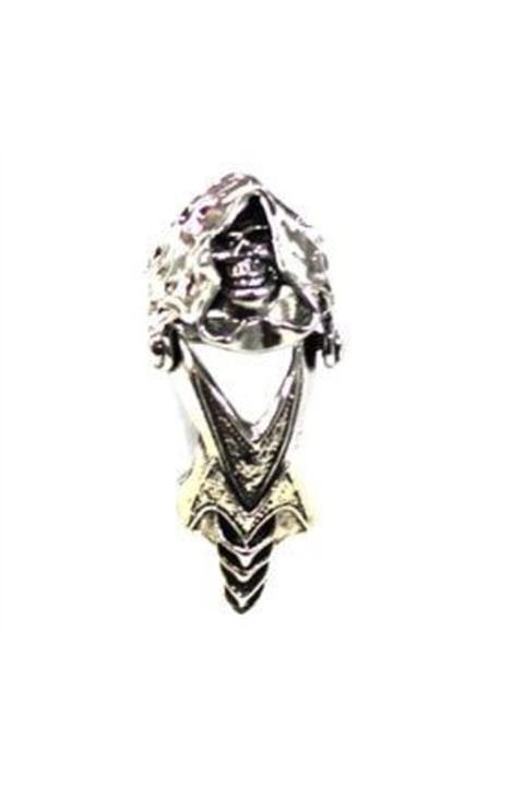 Köstebek Unisex Skull Kısa Gümüş Kaplama Şovalye Yüzük