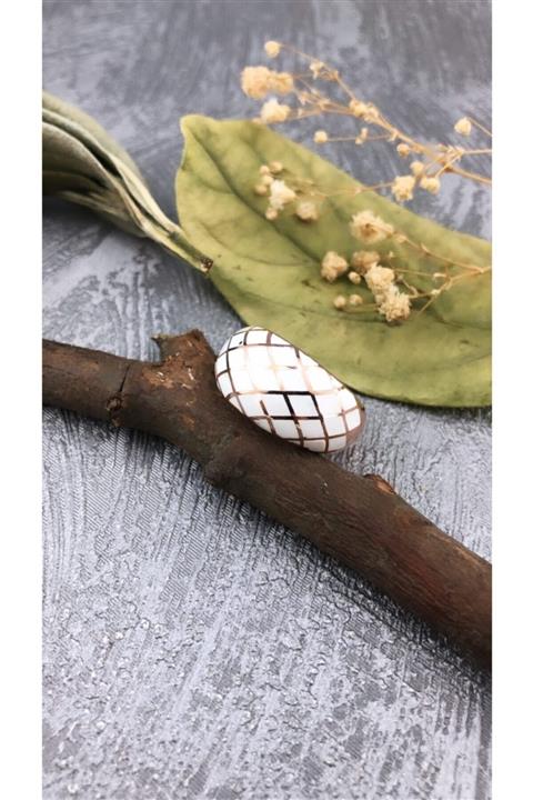 Joel Jewelry Beyaz Mineli Özel Tasarım Pembe Altın Kaplamalı Özel Tasarım Gümüş Yüzük