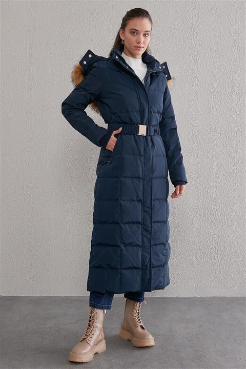 Kayra Kadın Lacivert  Kemerli KapitoneliMont