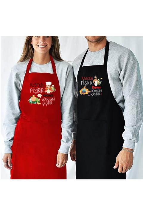 Hediyesepeti Çiftlere Özel Espirili 2li Mutfak Önlüğü - Sevgilelere Özel Şef Önlüğü - Aşçı Önlüğü