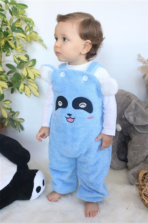 Bebesev Unisex Welsoft Peluş Panda Salopet Bebek Tulum