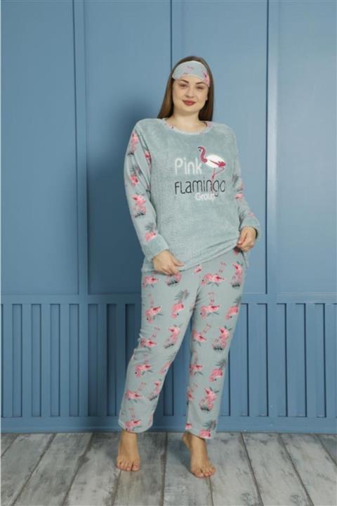 RAPAPA Kadın Battal Welsoft Polar Pijama Takımı Yeşil