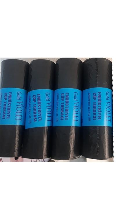Florex Gramis Endüstriyel Jumbo Çöp Poşeti 400gr Siyah 80*110 4 Rulo 10 Lu Ekstra Kalın