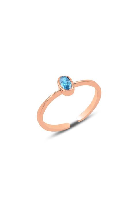 Söğütlü Silver Gümüş Rose Akuamarin Taşlı Ayarlamalı Yüzük