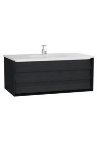 VitrA Frame 61225 Lavabo Dolabı, Tek Çekmeceli, Etajerli Lavabolu, 100 Cm, Mat Soft Siyah