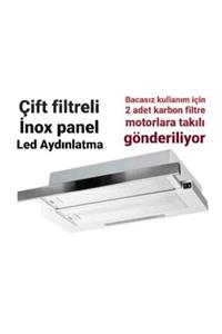 White Daisy Bacasız Borusuz Aspiratör Salyangoz Motor Led Aydınlatma Inox Ön Panel (2 Adet Karbon Filtre Dahil)