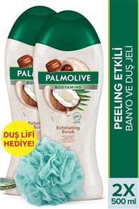 Palmolive Body & Mind Hindistan Cevizi Peeling Etkili Banyo Ve Duş Jeli 500 Ml X 2 Adet + Duş Lifi H