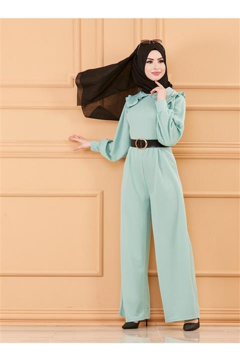 TOFİSA Kadın Mint Kemerli Tulum