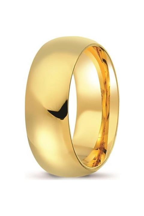 Takı Dükkanı 8 mm Altın Kaplama Gümüş Alyans Söz Nişan Yüzüğü al80-1