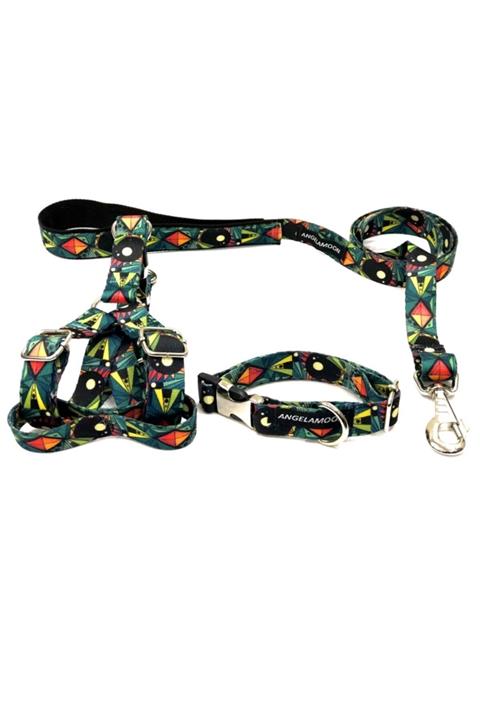 Angelapets Tasma Set Devıce Green. Göğüs-boyun-gezdirme Set Small Beden