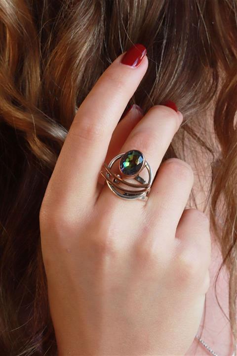 Necati Gün Mistik Topaz Taşlı El Işi Otantık 925 Ayar Gümüş Yüzük