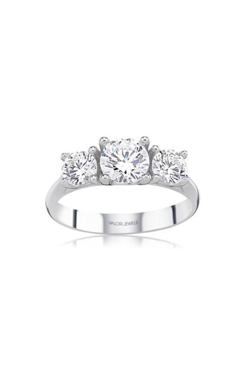Valori Jewels Üçtaş, 1.32 Karat Swarovski Zirkon Taşlı, Gümüş Tektaş Yüzük