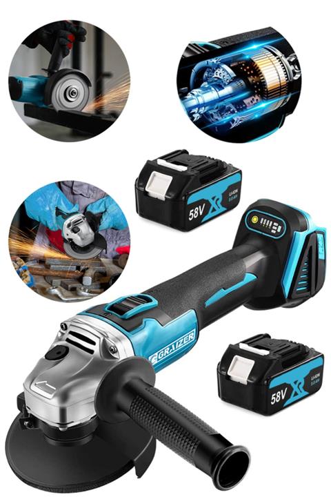 Graizer Alman 58 V 5ah Akülü Taşlama Makinesi Sprel Kömürsüz Şarz Göstergeli Elektronik Devir Ayarlı Çantali