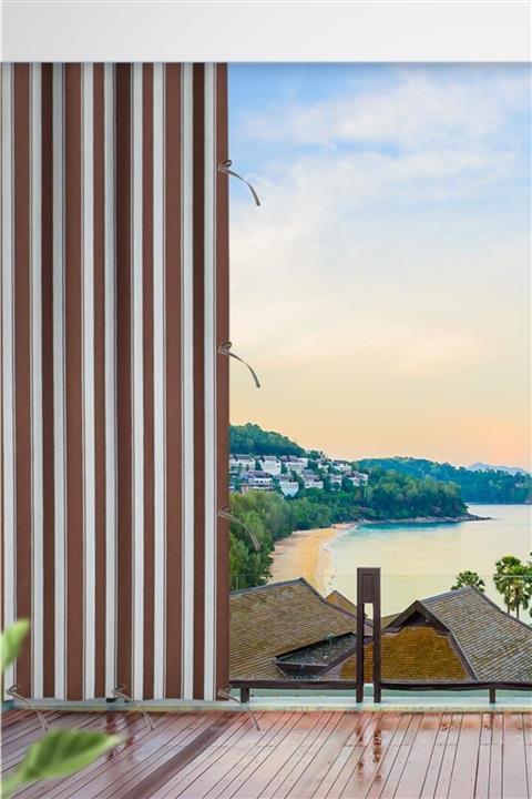 ALTINPAMUK Kahverengi Çizgili Balkon Brandası