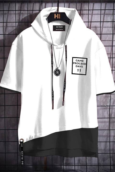 DE PLEIN Unisex Beyaz Oversize Kapüşonlu % 100 Pamuk T-shirt