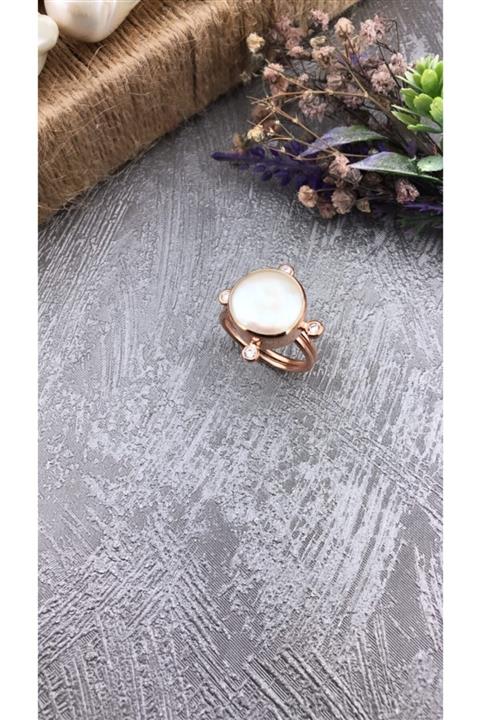 Joel Jewelry Inci Ve Zirkon Taşlı Pembe Altın Kaplamalı Gümüş Yüzük