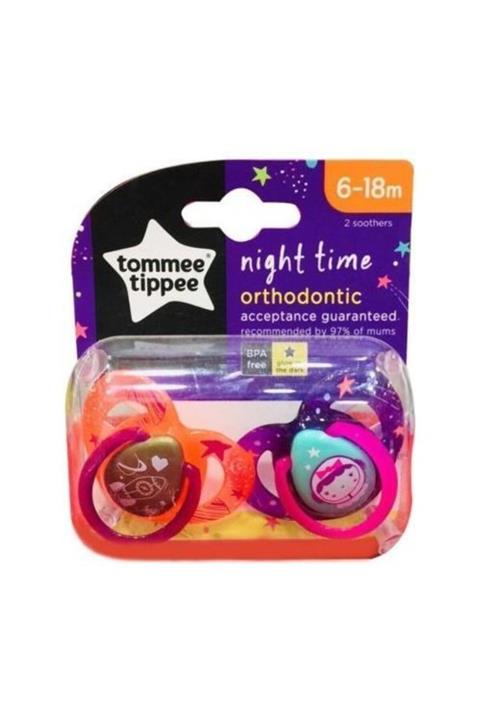 tommee tippee Ortodondik Gece Emziği 2li 6-18 Ay
