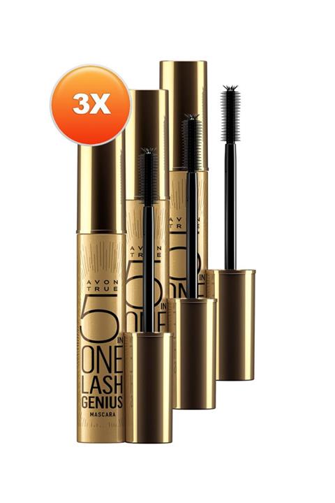 AVON True Lash Genius Maskara 10 ml Blackest Black Üçlü Set