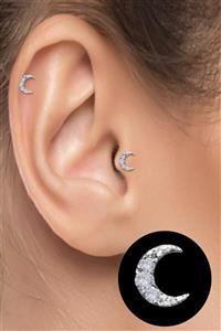 Salyangoz Company Cerrahi Çelik Kıkırdak Helix Tragus Piercing Hilal / Ay Figürlü (1 Adet) Syayg7