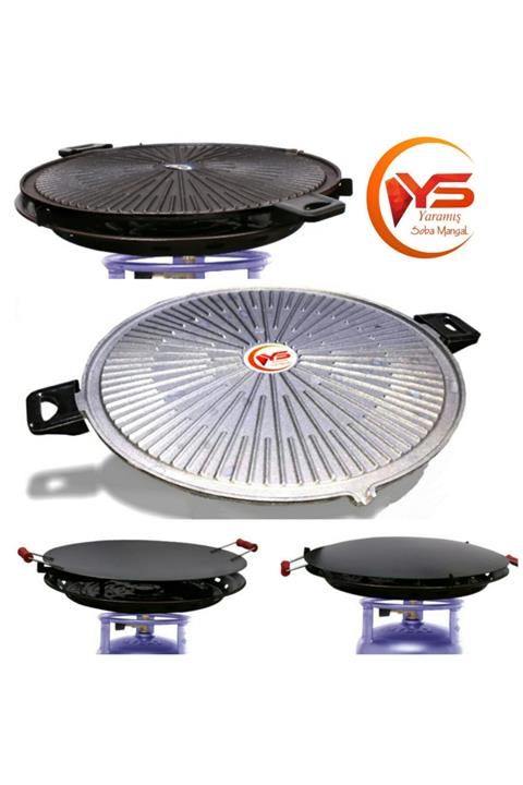 Ys YARAMIŞ Tüplü Pik Demir Döküm Mangal Gözleme Yufka Ekmek Bazlama Sacı Et Kavurma Tavası Sacı
