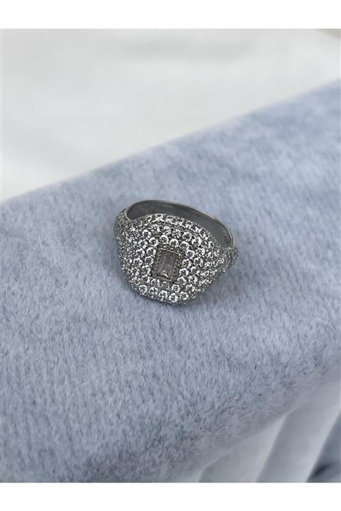 denizden silver Zirkon Taşlı Serçe Parmak Yüzüğü