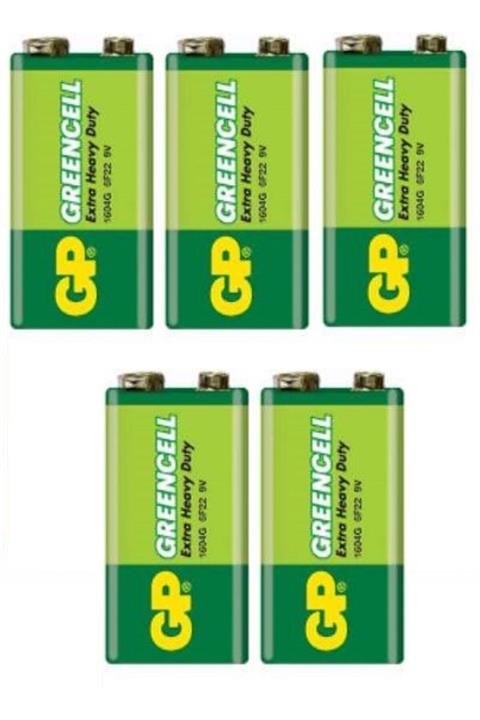 GP 5 Adet  1604g-b Greencell Extra Güçlü 9 Volt Pil (9volt Çift Başlı Alkalin Pil)