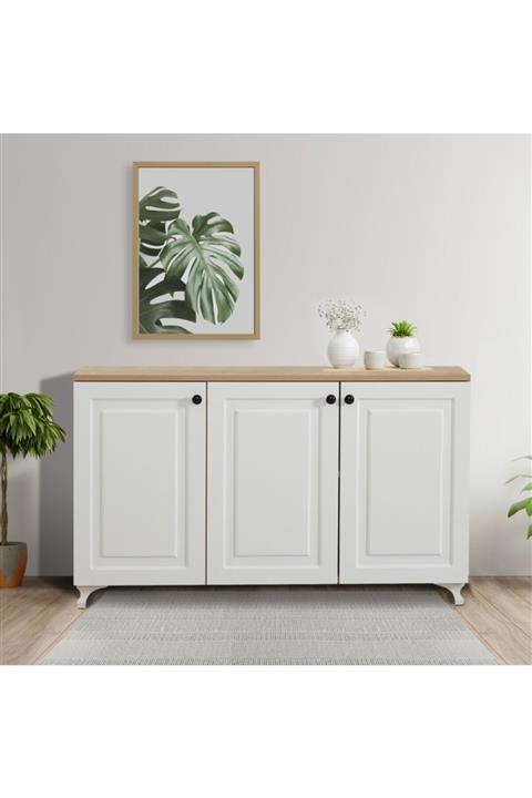 Just Home Ares 3 Kapaklı Konsol - Safir Meşe/beyaz