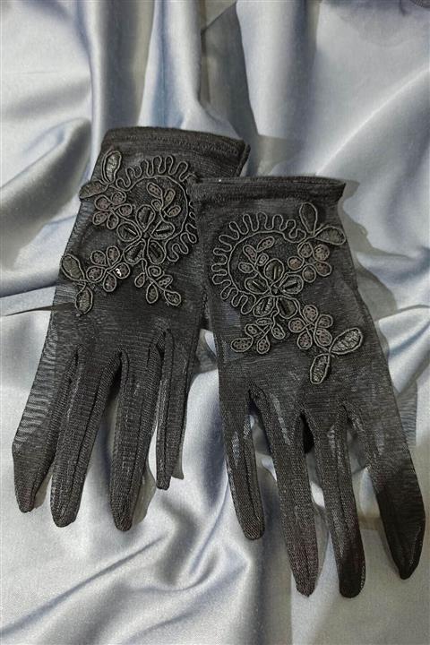 Limelia Siyah Dantel Desenli Eldiven