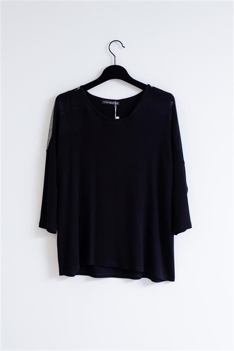 Lafaba Kadın Siyah Büyük Beden Tüllü Bluz