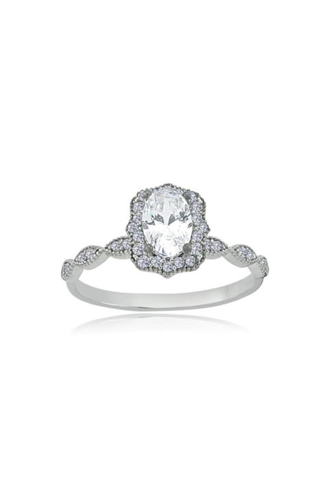 Effective Diamond Kadın Elegance Oval Tektaş Gümüş Yüzük