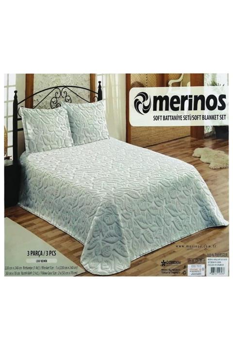 Merinos Battaniye Seti 3 Parça Love Yaprak Kemik