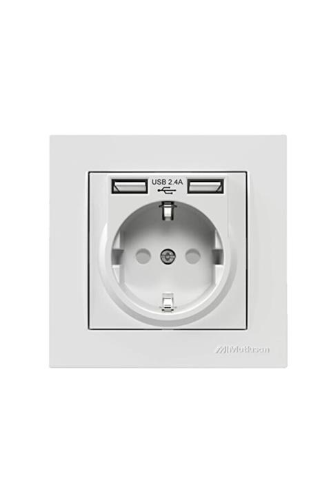 Mutlusan 2’li Usb’li 5v 2.4a Topraklı Priz Beyaz