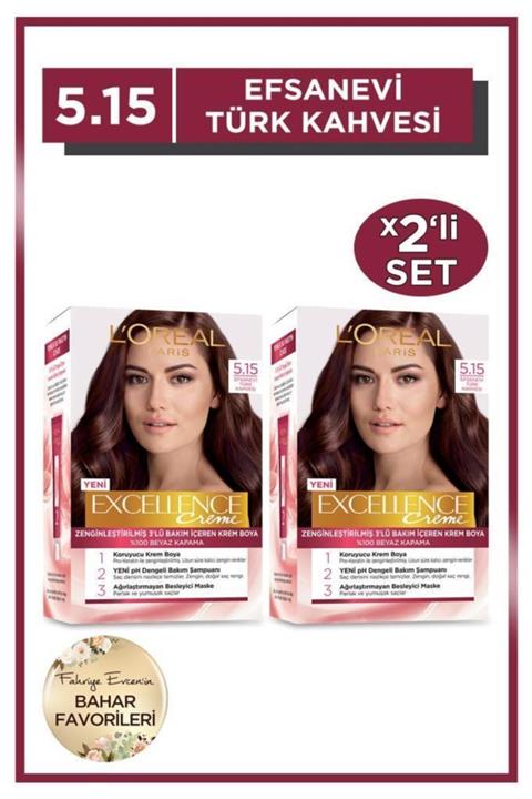 L'Oreal Paris Excellence Creme Saç Boyası 5.15  Efsanevi Türk Kahvesi 2'li Set