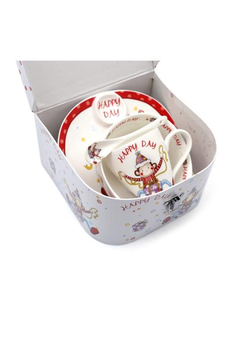 MİMOZA PARK Porselen Bebek Mama Seti Çantalı ( Kase Tabak Bardak Seti )