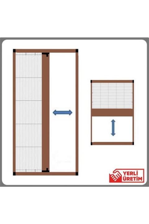 KARABEYOĞULLARI Açık Kahverengi Plise Sineklik Akordiyon Sürgülü Pileli Sineklik Kapı Ve Pencere 100-120*240-260