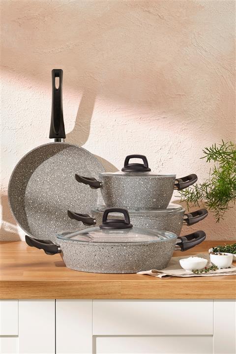 Emsan Nero Grey 7 Parça Granit Tencere Seti