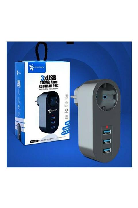 Yussraw Termal Akım Korumalı Tekli Duvar Priz 3 Usb Li - Akıllı Akım Dengeleme Çoklu Usb Priz
