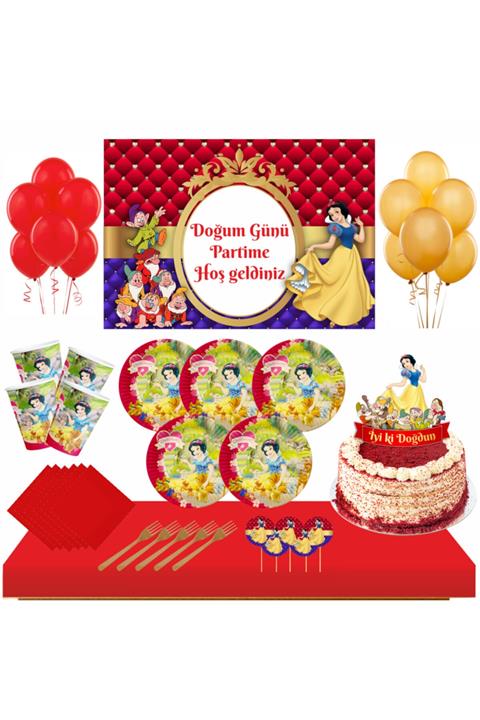 Masal Şekerleme Pamuk Prenses Set 16 Kişilik Doğum Günü Set