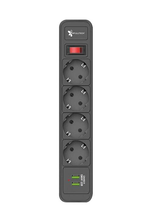 Yussraw Priz Termal Akım Korumalı 2 Metre Uzatma Kablolu 10 Amper 2 Usb'li 4 Prizli