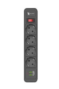 Yussraw Priz Termal Akım Korumalı 2 Metre Uzatma Kablolu 10 Amper 2 Usb'li 4 Prizli