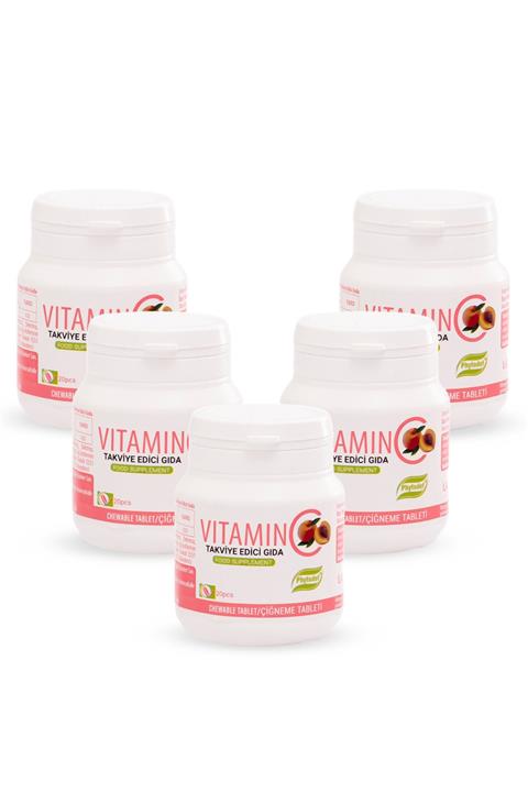 Phytodef Vitamin C - 20 Çiğneme Tableti (Şeftali Aromalı) X 5 Adet