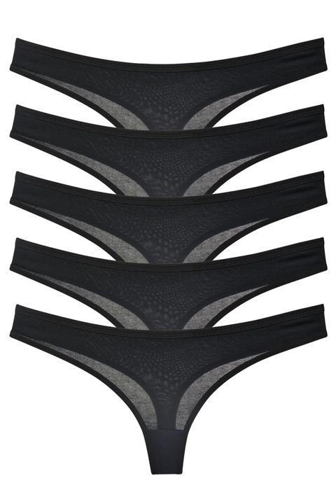 LadyMelex Kadın Siyah Klasik Pamuklu Tanga 5'li Paket