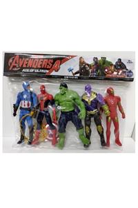 AVENGERS Thanos Örümcek Adam Ironman Hulk Oyuncak Işıklı 5li Set 15 Cm