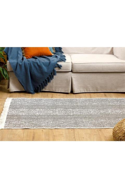 English Home Ada Pamuklu Kilim 80x150 Cm Gri