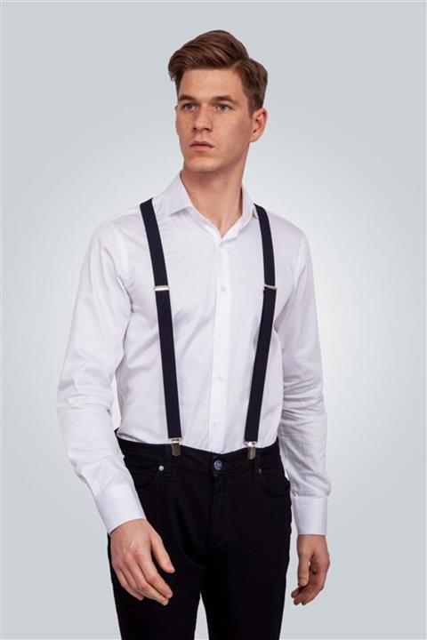 Tudors Lacivert Ince, Düz Erkek Pantolon Askısı